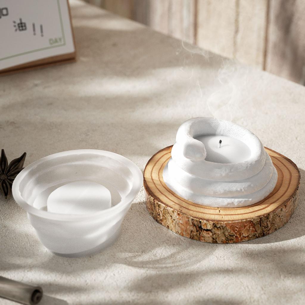 DIY Round Snake Pattern Candle Cup Silicone Mold For Aromatherapy Gypsum Silicone Candlestick Container Storage Box Resin Mold