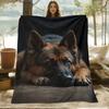 Realistic German Shepherd Dog Portrait Blanket Throw Cozy Fleece Pet Lover Gift for Dog Mom Dog Dad Home Decor