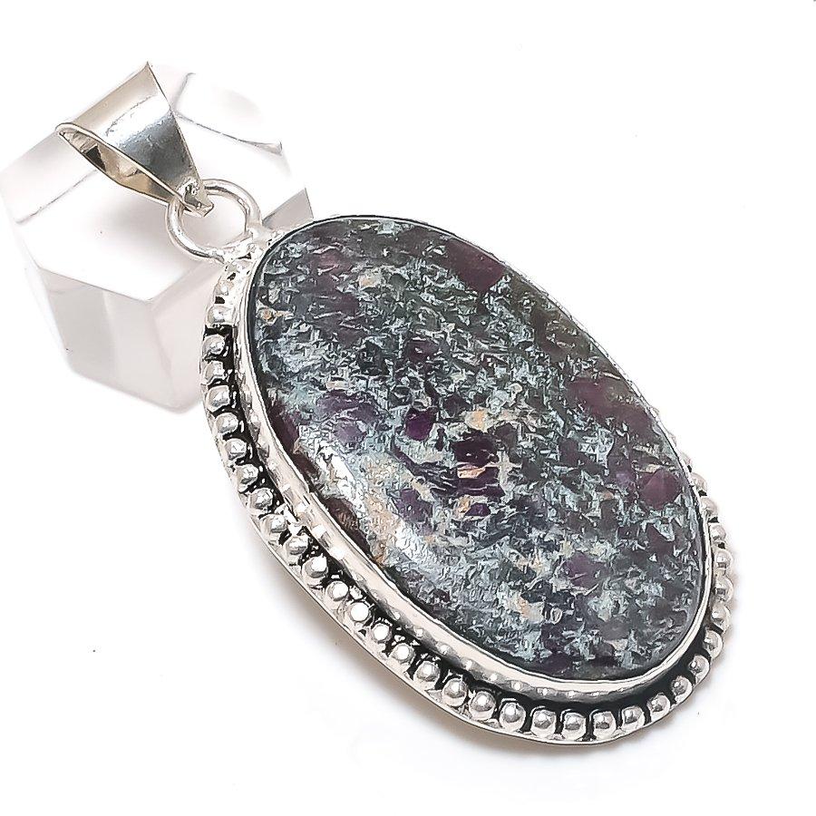 

Ruby Fuchsite Gemstone 925 Sterling Silver Jewelry Pendant 2.36