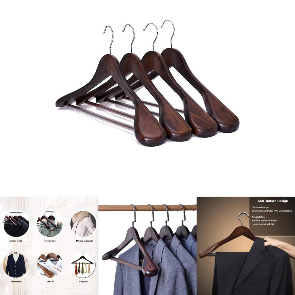 Wooden Clothes Hangers Set With Thickened Nonslip Design For Hotel And Closet Storage