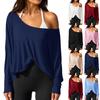 T-shirt da donna a maniche lunghe, casual, girocollo, colorata, per l'uso quotidiano