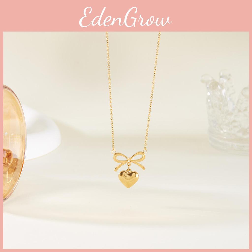 Elegante herzförmige Anhängerkette mit Schmetterlingsschleifendesign aus Edelstahl für den täglichen Gebrauch