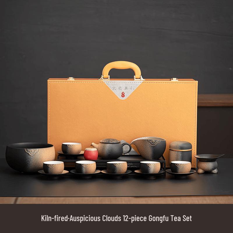 Kiln-Glazed Coarse Pottery Kung Fu Tea Set