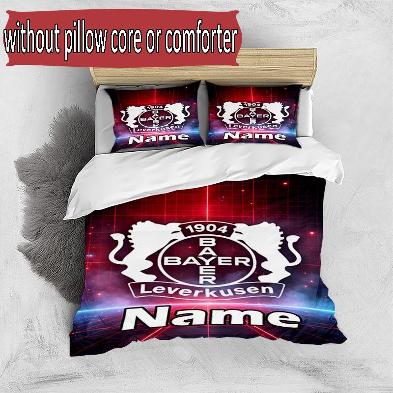 3pcs Duvet Cover Set (1*Duvet Cover + 2*Pillowcase, Without Core), Custom Name Bayer 04 Leverkusen Pattern Bedding Set, Home Bedroom Decor Gift