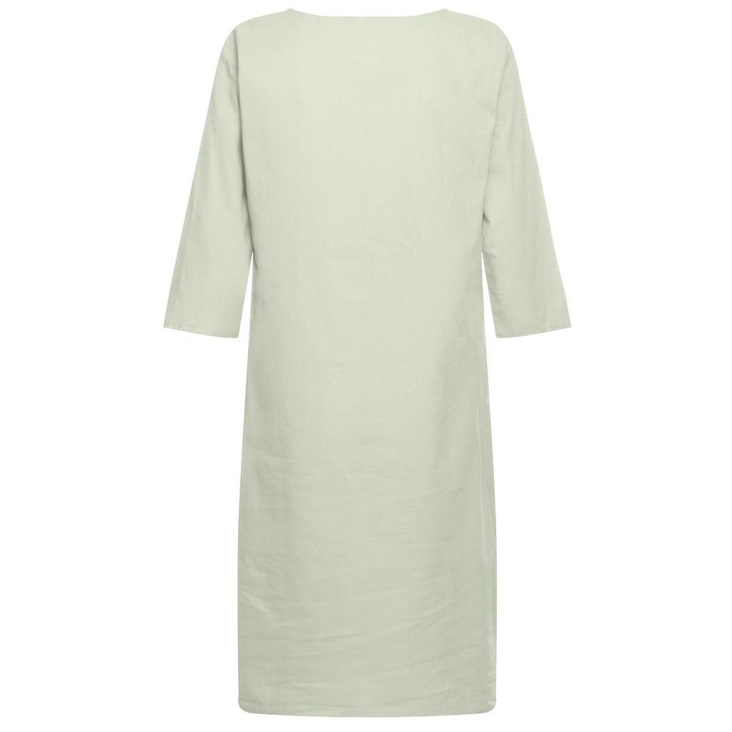 Women's Summer Fashion Retro V-Neck Side Pocket Color Short Sleeve Dress