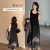 Large Size Sweet Commuter Versatile Waist Vest Skirt Women's Autumn New Thin Small Black Dress 323322
