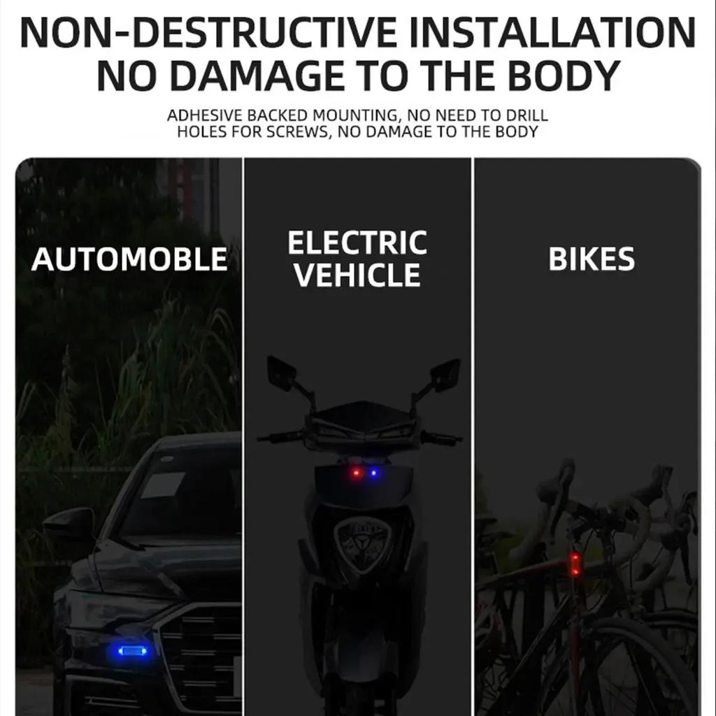 Motocykly Auto Mini LED Bezdrátové výstražné světlo Výstražné světlo proti krádeži Zabraňuje kolizi zezadu Solární stroboskop Auto příslušenství