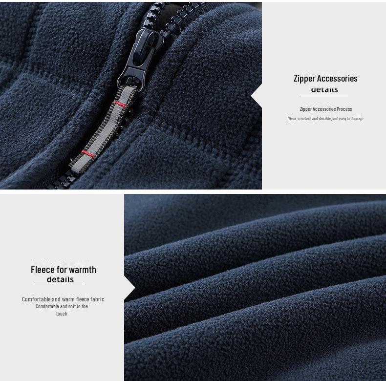 Doppelseitige Polarfleecejacke für Herren, Herbst/Winter, dick, warm, lässig, lockere Passform, große Größe