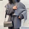 Irregular split high neck knitted pullover scarf shawl autumn and winter versatile wool scarf