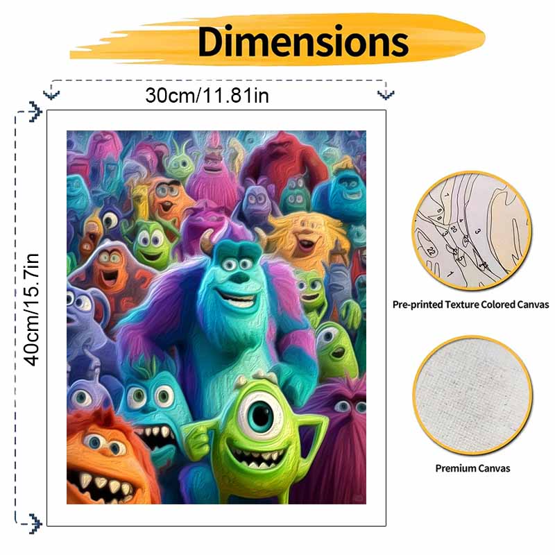 Disney oil painting art painting kit Monsters Inc handmade diy gift home decoration wall art supplies canvas acrylic paint craft set
