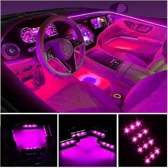 Car LED Strip Light, EJ'S SUPER CAR 4Pcs 36 LED Car Interior Lights Under Dash Lighting Waterproof Kit,Atmosphere Neon Lights Strip For Car,DC