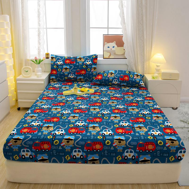 Cartoon 1 Fun Game Printed Matte Fitted Sheet, Bedroom Printed Bed Cover, Bedding Excluding Pillowcases