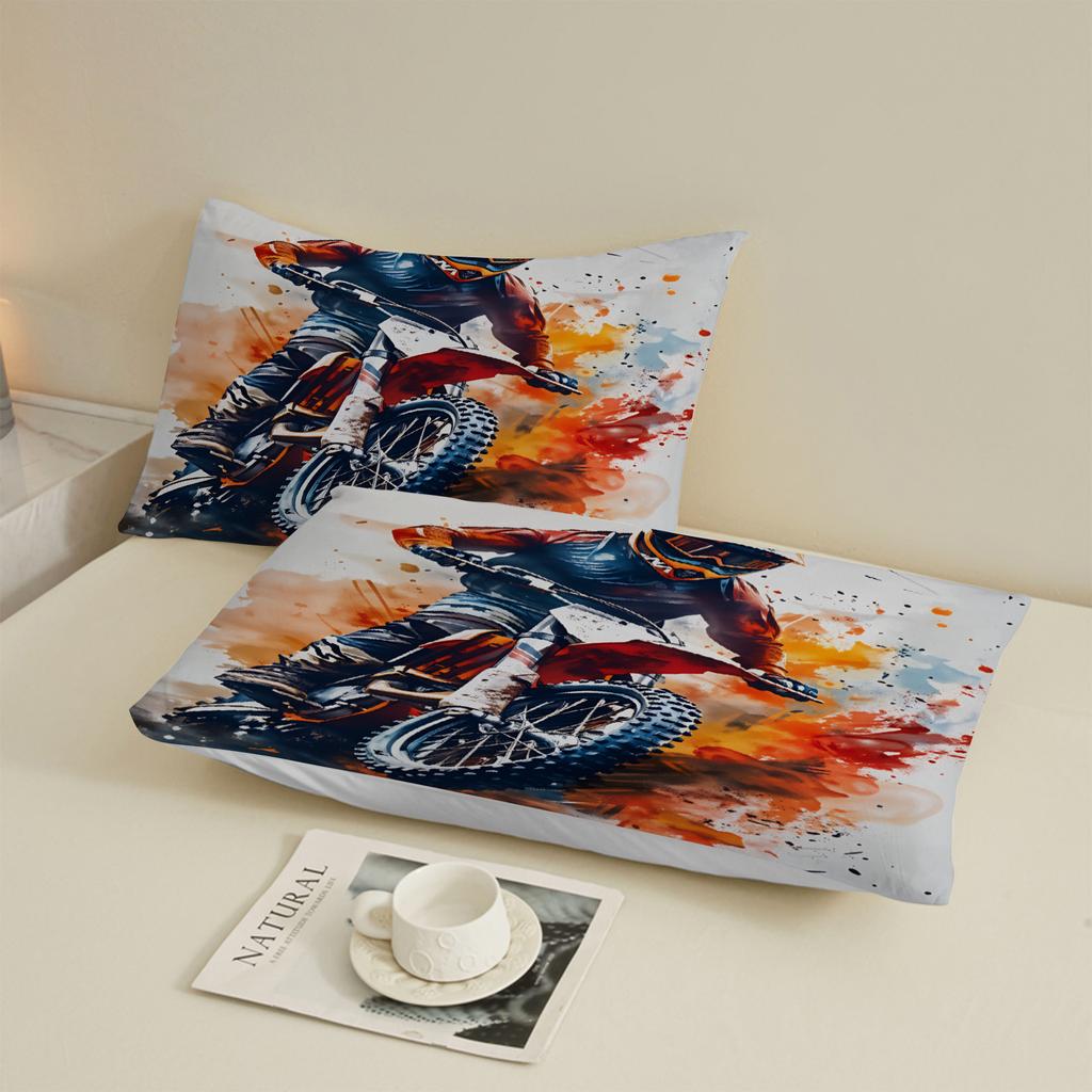 3-delige hoeslakenset Motorracen 3D Geprint Motocross Rijder Beddengoed Met Kussenslopen Voor Slaapkamer Decoratie