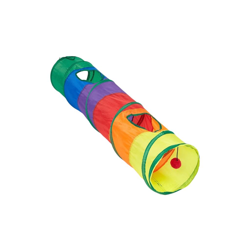 Colorful Folding Cat Tunnel Toys Breathable Kitty Training Toy Pet Collapsible Tube Toy Training