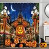 Spooky Halloween Shower Curtain Scary Face Cute Bathroom Decor with HooksFabric Curtain for Party or Home Decoration