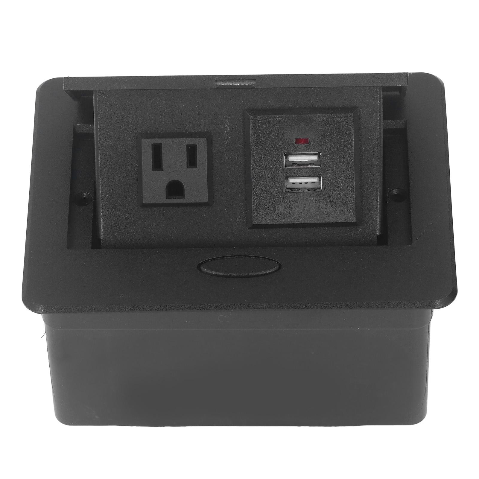 

Embedded Desktop Socket with 3 Holes Outlet Dual USB Ports Power Strip Receptacle 16A