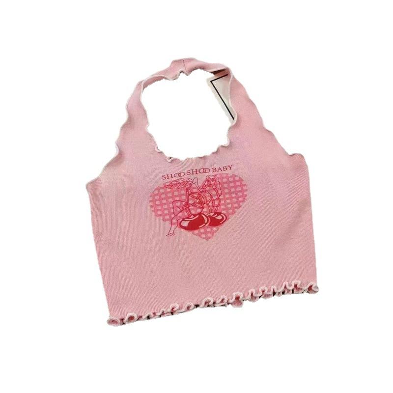 

Новый весенне-летний дизайн вязаного топа-жилетки с подвязками для чулок Sweet Hot Girl Halter Neck с серьгами для женщин One size