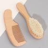 Baby Hair Brush and Hair Comb Set Soft Goat Bristles Cradle Caps Brush for Newborns & Toddlers Wood Baby Hair Brush