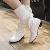 Comemore Plus Size 35-43 Women Middle Calf Boots Back Lace Up Low Heels Autumn Shoes Black Botines White Short Botas Female