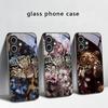 Flower Leopard Shadow For iPhone 17 Air 16 E 15 Plus 14 Pro Max 13 12 Mini 11 5 6 7 8 Plus XR XSMax SE Black Glass Phone Case