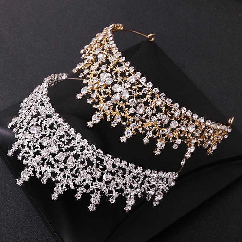 European American Fashion Crystal Crown Headband Headwear Hair Accessories For Bride Female Girl Party Proms Costume Cosplay
