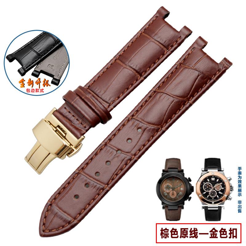 Kopfschicht Lederarmband Krokodilmuster Rindsleder für YA133309 Gales 20*11mm 22*13mm Uhrenarmband Schwarz Braun Herren Accessoires