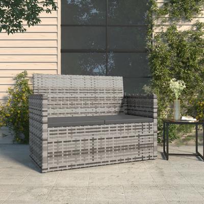 Vidaxl Garden Bench with Cushions, Grey, 105 Cm, Poly Rattan