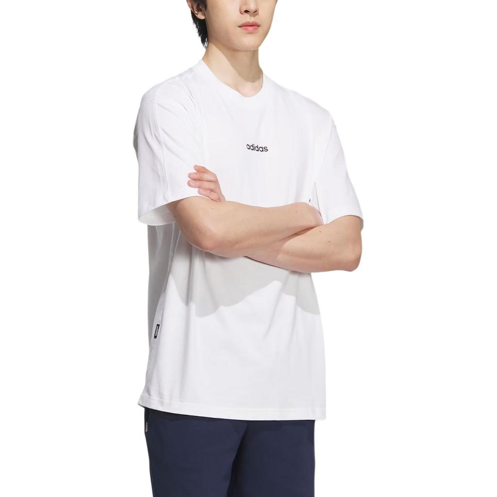 Adidas T Shirts Men's White Crew Neck Moderate Straight Fit JC7904