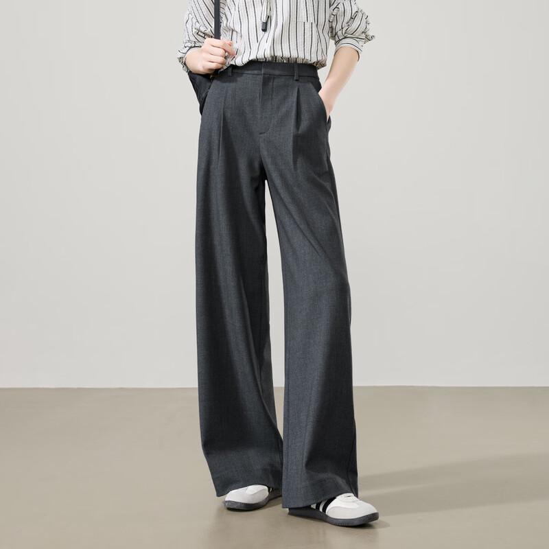 ESE-Y Women s High-Waist Draped Wide-Leg Suit Trousers 30