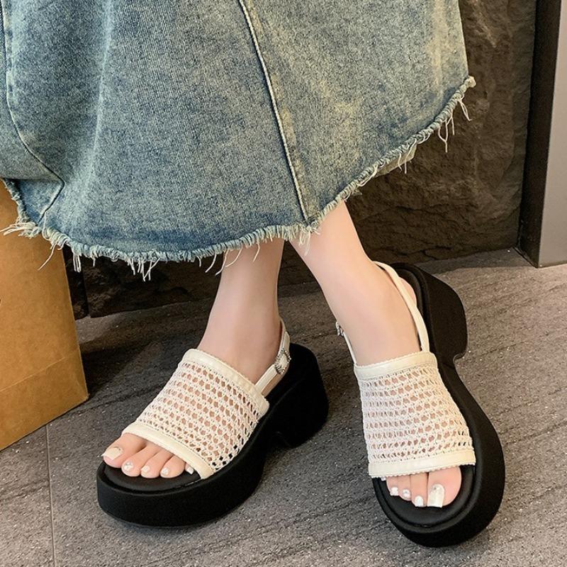 Women's Sandals 2026 New Summer Platform Breathable Non-slip Beach Shoes Round Toe Open Toe Hollow Out Wedge Sandalias De Mujer