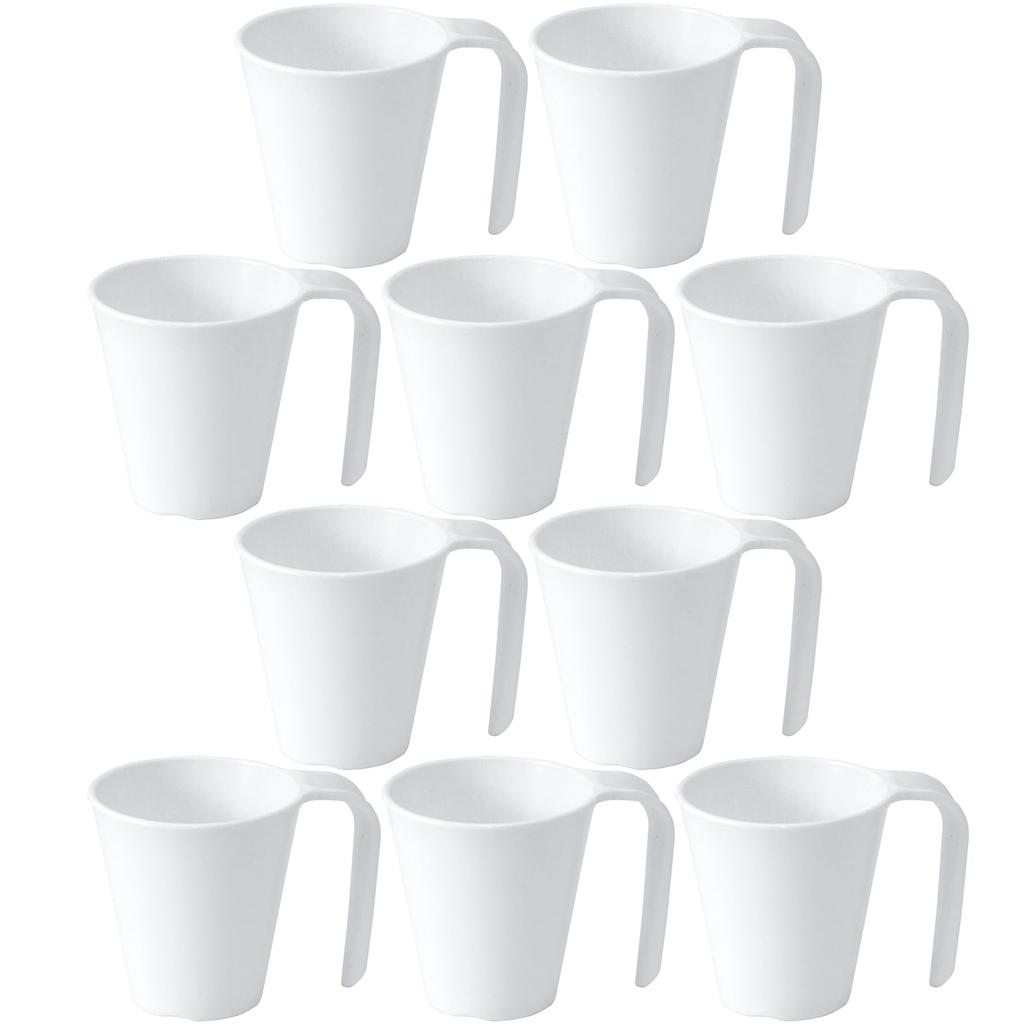 Nagao Set of Dishwasher Microwave Made In 1732W Easy-to-Hold One-Handed Cup, 250ml, White, 10, Plastic, Safe, Safe, Tsubame-Sanjo, Japan, No.