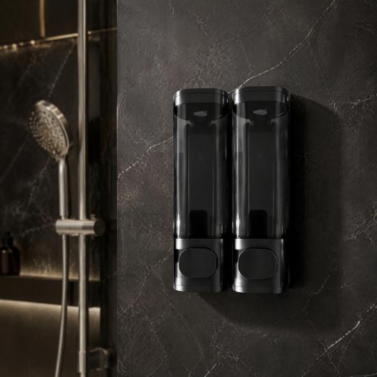 Dispenser Sapone Senza Foratura, Dispenser Shampoo e Balsamo, 3 Scomparti a Parete Bloccabile Doccia Grande Capacità Liquido per Casa Hotel