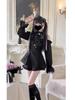 Japanese JK Uniform Y2K Goth Off-Shoulder Set: High Waist Pleated Skirt & Long Sleeve Top for Women.