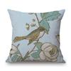 Lovely Blue Flower Bird Home Decoration Art Cotton Linen Sofa Chair Seat Throw Pillow Case Nordic Elegant Cushion Cover