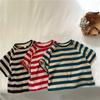 Children's Summer Clothing Korean Loose Striped Short Sleeved T-shirt Boys and Girls Stylish Versatile Top