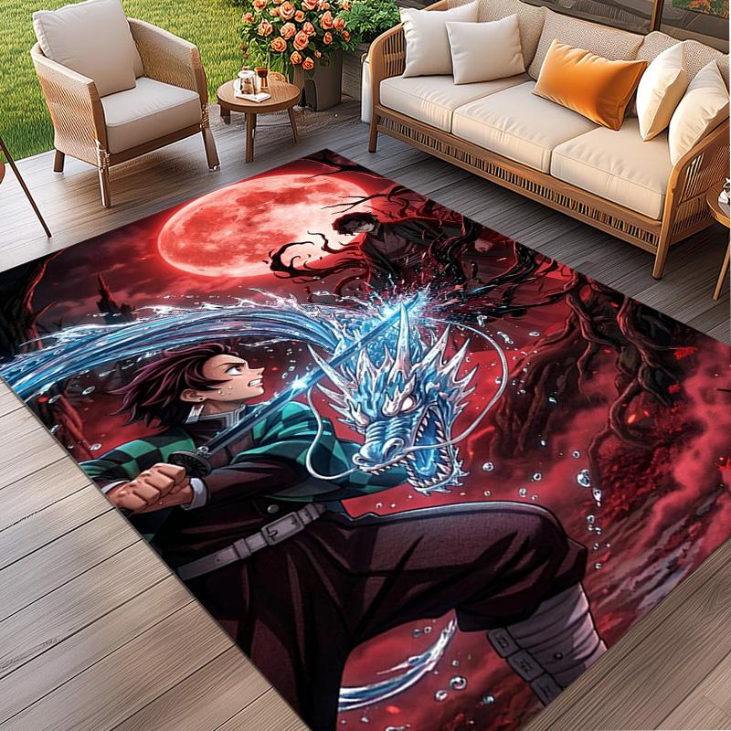 Demon Slayer Print Rug, Washable Floor Carpet, For Entryway Dorm Laundry Room Office Study, Home Decor Birthday Christmas Gift