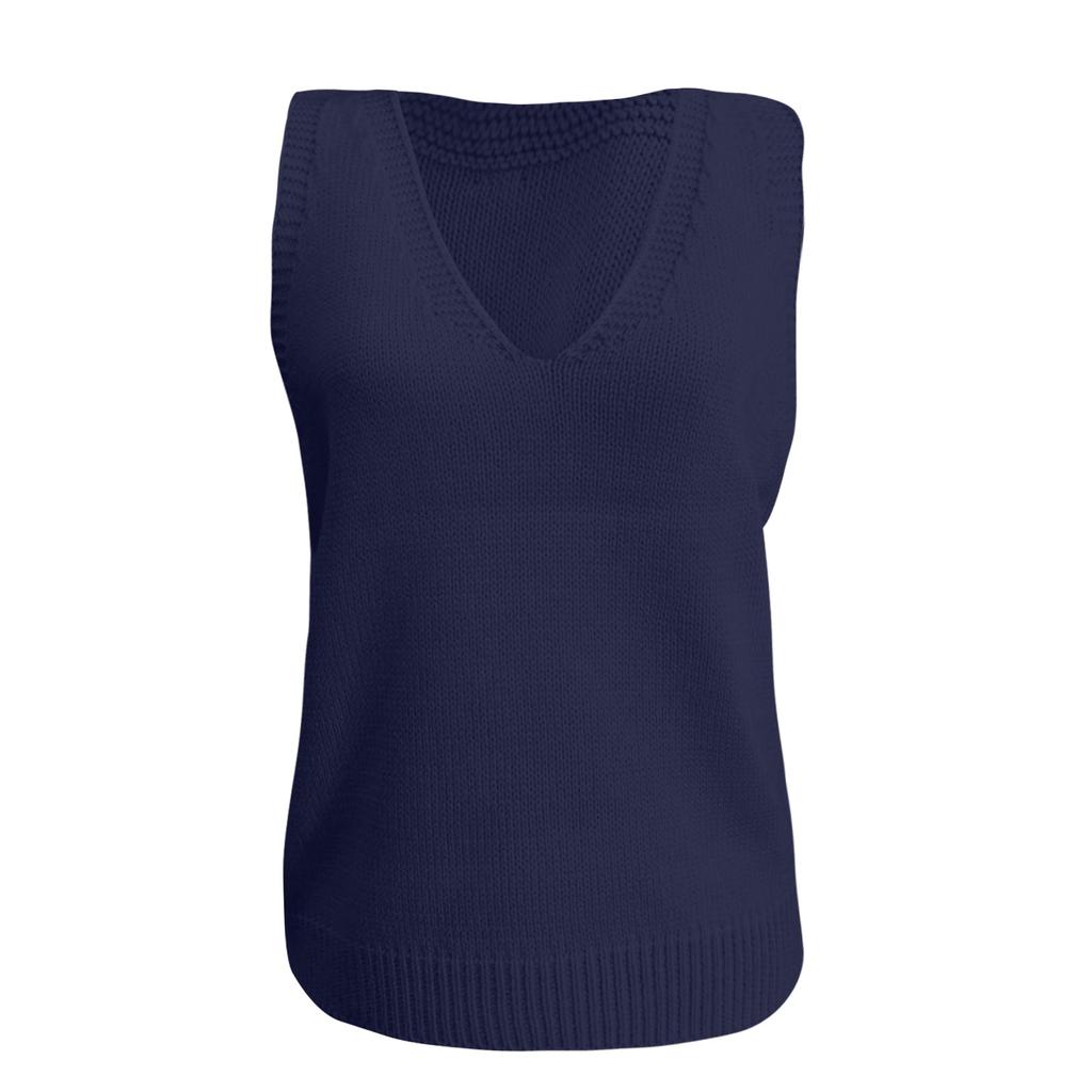 Women's Fashion Solid Color Casual Knit Turtleneck Pullover Sleeveless Sweater Vest