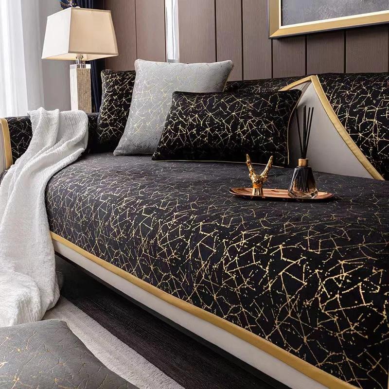 Nordic Light Luxury Sofa Cover Cushion L Shape Leather Couch Cover Four Seasons Non-slip Back Towel for Living Room Decor