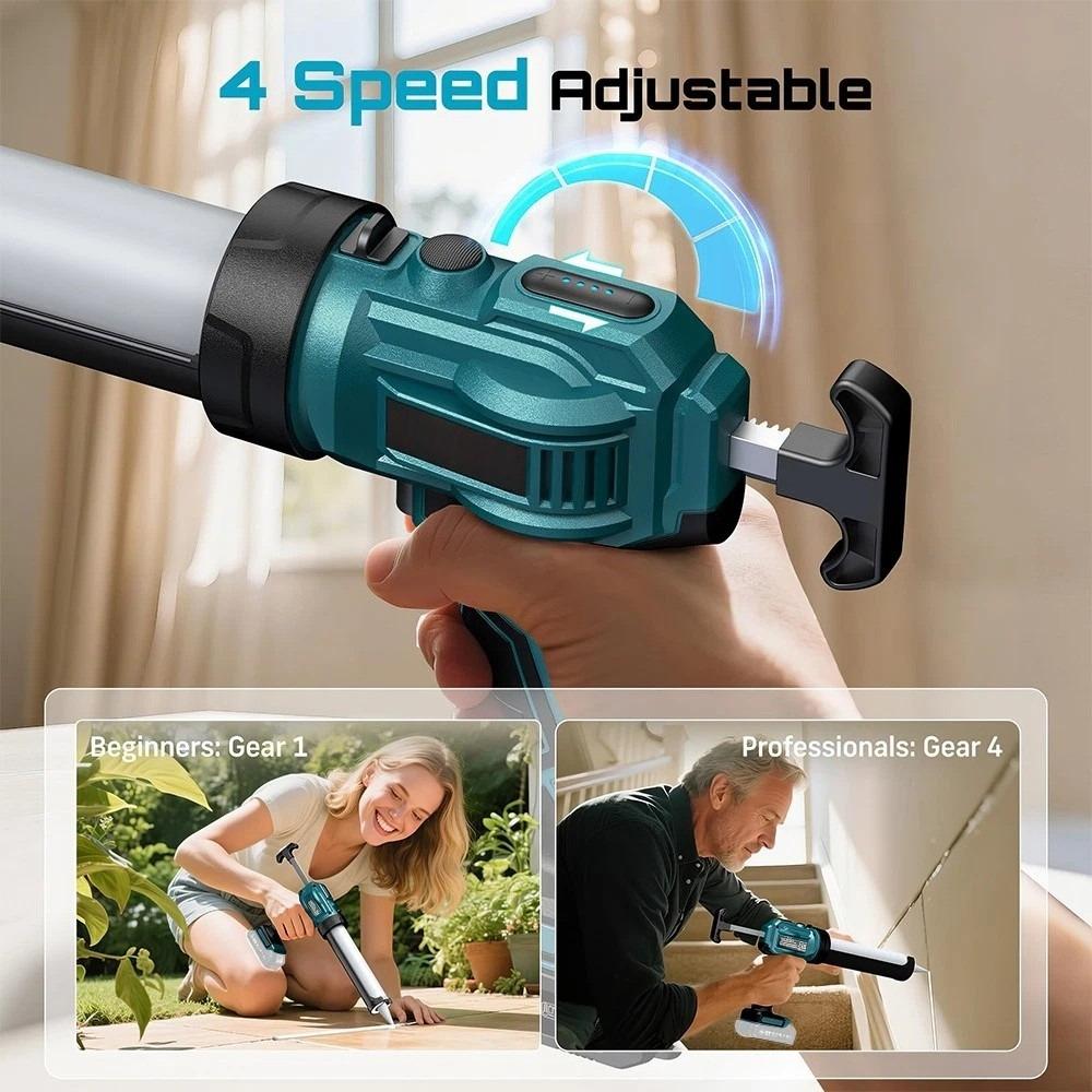 Rechargeable Adhesive Gun Cordless Electric Caulking Gun 300ml Sealant Glue Silicone Adhesive No Drip Caulk Power Tool