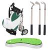 Desktop Golf Pen Set 3 Ballpoint Pens and Mini Bag Znic Alloy Golf Pen Bag with BaseGreen White