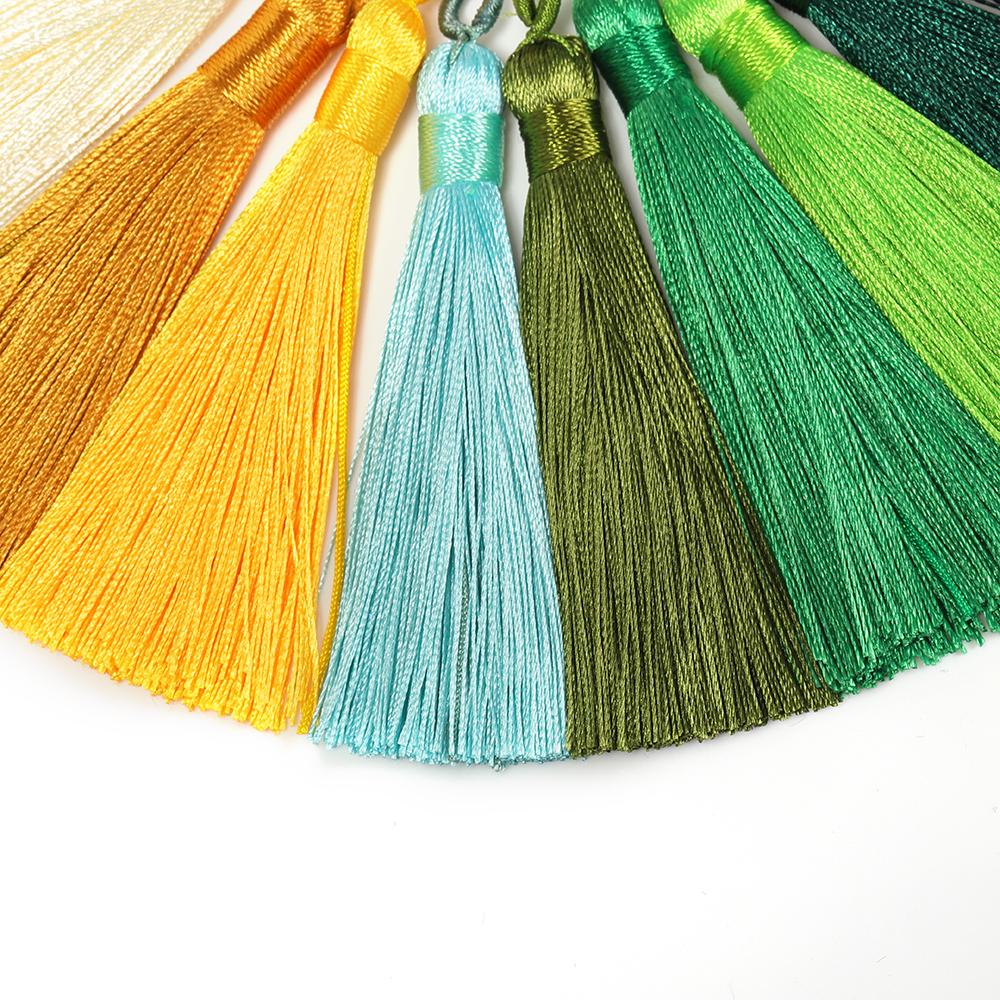 10pcs 8-9cm Tassel Earring Charm Colorful Cotton Silk Brush Making Sati Tassels Pendant DIY Jewelry Findings Handmade Crafts