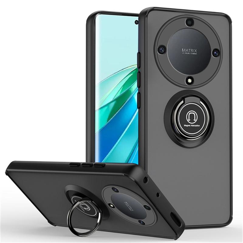 

Матовый противоударный магнитный чехол для Huawei Honor Magic 5 Lite X8 X7 X9 X7A X9A X8A 70 60 50 SE с металлическим кольцом-держателем и подставкой, задняя крышка For Honor X8 небесно-голубой
