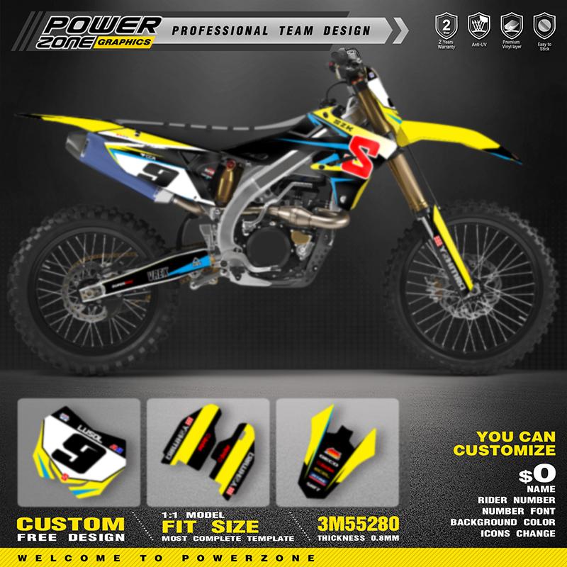 POWERZONE Custom For 3M Off road Motorcycle Stickers For SUZUKI  2018-2022 RMZ 250 450 RMZ Customized Graphic Protection Kit 07