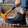 Zapatos de Trabajo de Seguridad Impermeables Hombre Botas Chelsea con Puntera de Acero Cuero Calzado Masculino Construcción Indestructible Botas de Seguridad H546