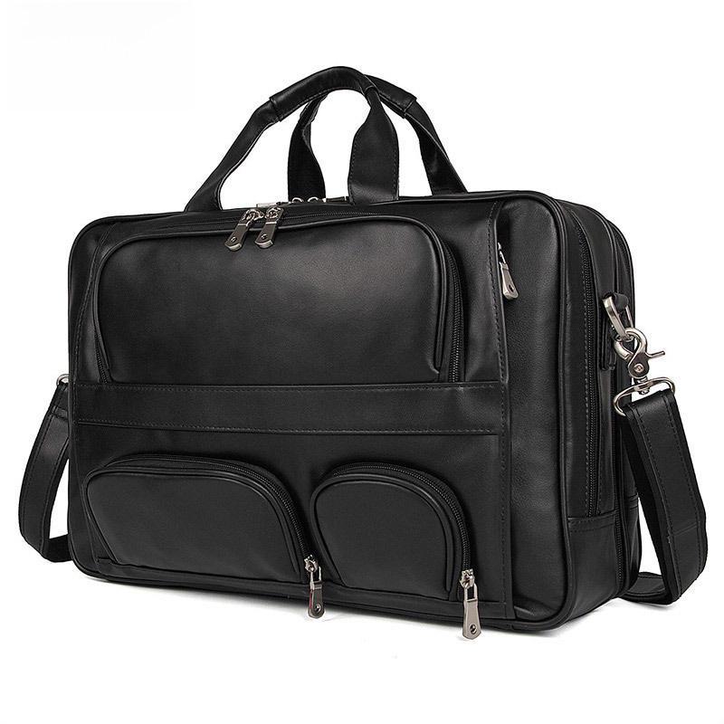 Jiameida Retro Genuine Leather Men's Business Briefcase - Large Capacity Handbag for Laptop