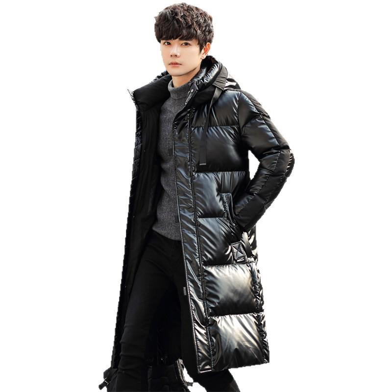 2025 Unisex Long Men's Over-the-Knee Winter Down Jacket with Thick Velvet Lining