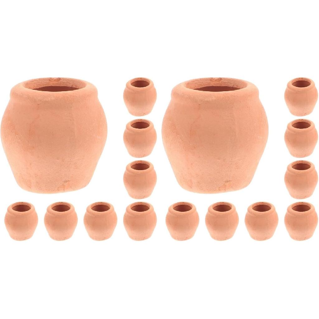 GANAZONO 16 pcs Mini Ceramic Flower Pot Small Clay Small Flower pots Mexican Decor Edible Clay Outdoor pots Ceramic Planter Pot Mini Terracotta