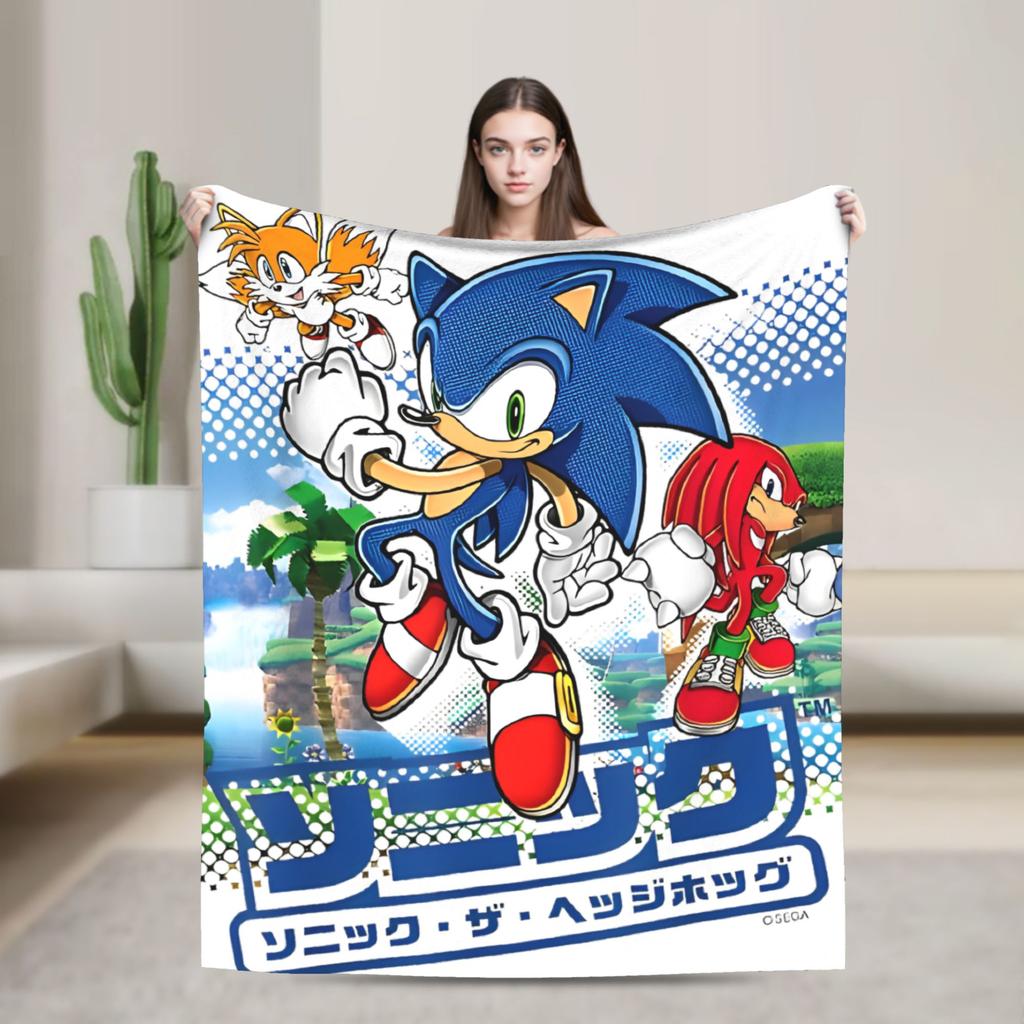 The Hedgehog Shadow Blankets Fleece Summer Air Conditioning Game Breathable Super Soft Throw Blankets for Bed Office Bedspread