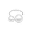 Stylish Fashion Party Lady Double Faux Pearl Open Ring Finger Jewelry Accessories Valentine Day Gift