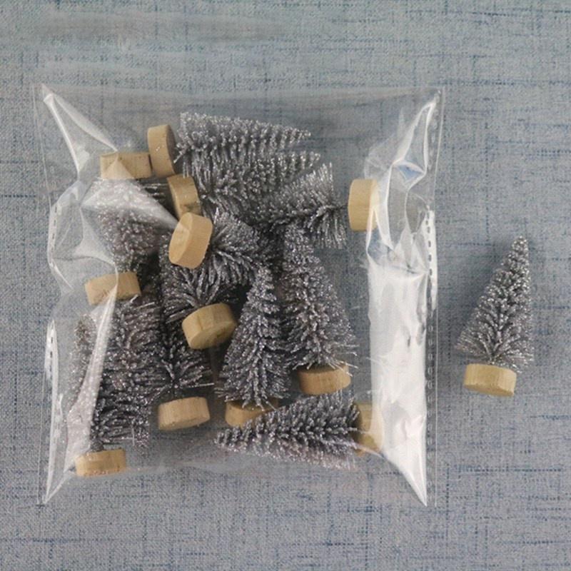 12 Pcs/Bag 4.5cm Mini Christmas Tree Ornament Wooden Xmas Gold Silver Pine Cone Decoration Supplies